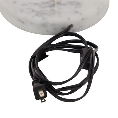 Image showing  White Metal Table Lamp with Round Ribbed Shade 10" x 10" x 23"