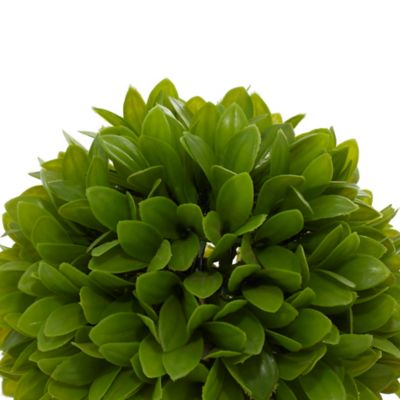 Image showing  10 in. Green Artificial Foliage Boxwood Ball Topiary in Beige Paper Pot