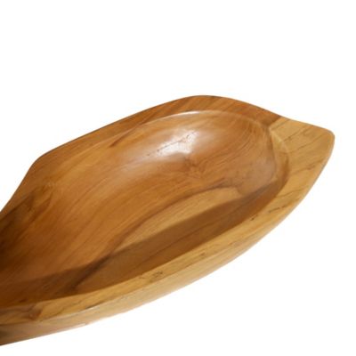 Image showing  Brown Teak Wood Handmade Fish Tray Set of 2 24", 16"W