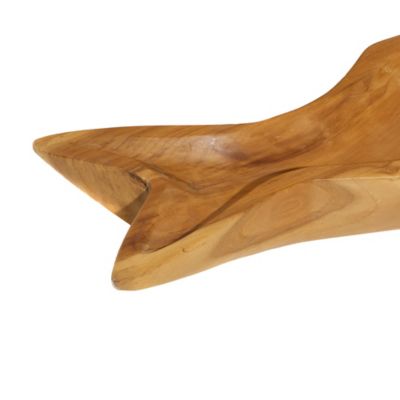 Image showing  Brown Teak Wood Handmade Fish Tray Set of 2 24", 16"W