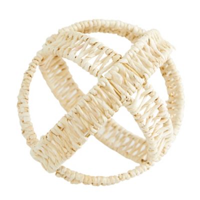 Image showing  Metal Handmade Woven Geometric Sculptures, 9 in., 7 in., 5 in., Cream, 3 pc.