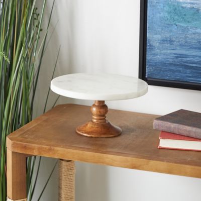 Harper & Willow White Mango Wood Modern Cake Stand, 10 in. x 10 in. x 5 in., 94520