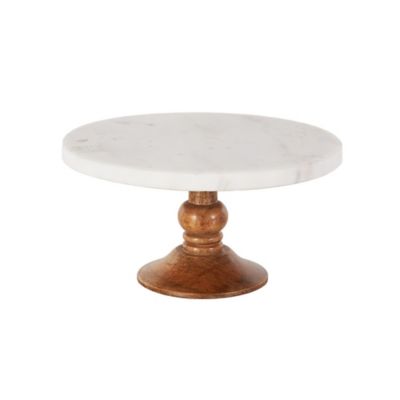 Image showing  White Mango Wood Modern Cake Stand, 10 in. x 10 in. x 5 in., 94520
