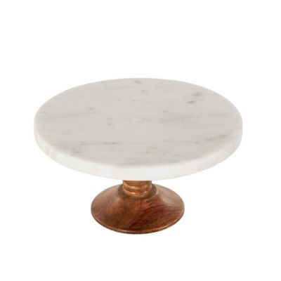 Image showing  White Mango Wood Modern Cake Stand, 10 in. x 10 in. x 5 in., 94520