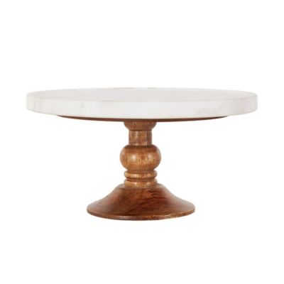 Image showing  White Mango Wood Modern Cake Stand, 10 in. x 10 in. x 5 in., 94520