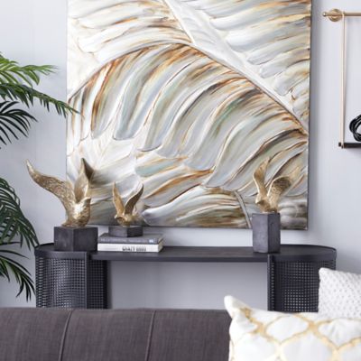 Harper & Willow Gold Polystone Contemporary Birds Sculpture, Set of 3, 14 in., 15 in., 9 in.