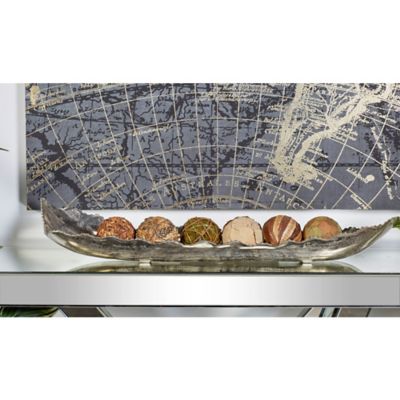 Harper & Willow Silver Aluminum Live Edge Tray 36" x 10" x 6"