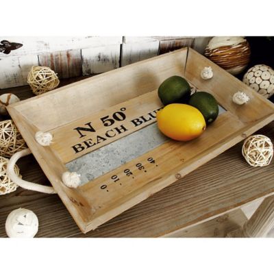 Harper & Willow White Wood Coastal Tray, Set of 2, 17 in., 19 in.