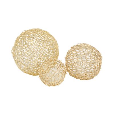 Image showing  Metal Contemporary Geometric Sculpture, 8 in., 6 in., 5 in., Gold, 3 pc.