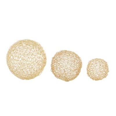 Image showing  Metal Contemporary Geometric Sculpture, 8 in., 6 in., 5 in., Gold, 3 pc.