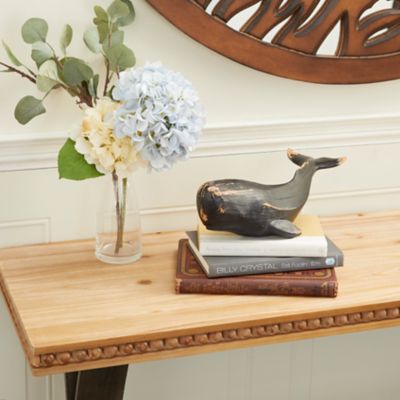 Harper & Willow Polyresin Coastal Whale Sculpture, 14 in. x 5 in. x 4 in., Black