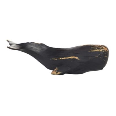 Image showing  Polyresin Coastal Whale Sculpture, 14 in. x 5 in. x 4 in., Black
