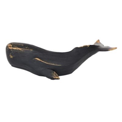 Image showing  Polyresin Coastal Whale Sculpture, 14 in. x 5 in. x 4 in., Black