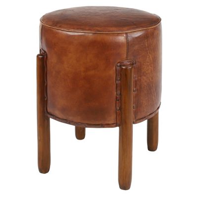 Image showing  Teak Wood Traditional Stool, 20 in., Brown