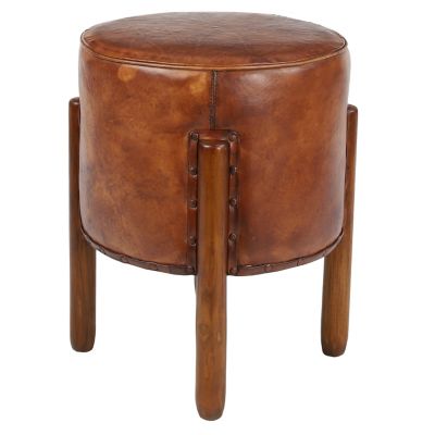 Image showing  Teak Wood Traditional Stool, 20 in., Brown