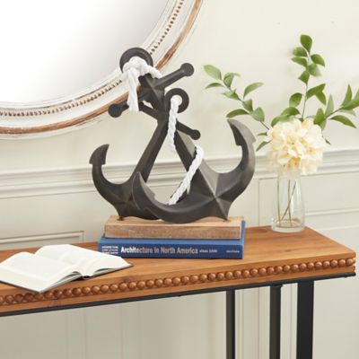 Harper & Willow Black Metal Traditional Anchor Sculpture, 15 in. x 5 in. x 16 in.