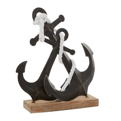 Image showing  Black Metal Traditional Anchor Sculpture, 15 in. x 5 in. x 16 in.