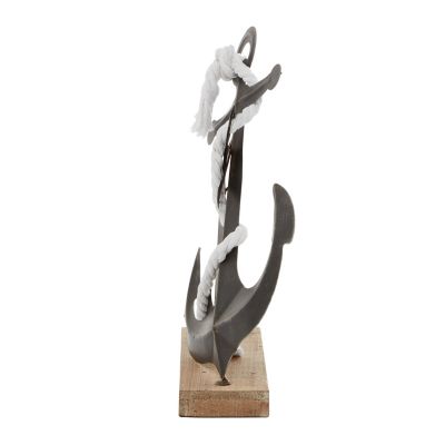 Image showing  Black Metal Traditional Anchor Sculpture, 15 in. x 5 in. x 16 in.