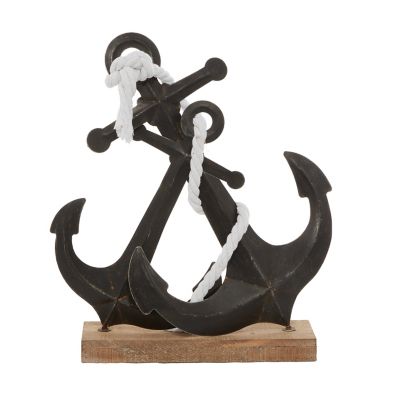 Image showing  Black Metal Traditional Anchor Sculpture, 15 in. x 5 in. x 16 in.