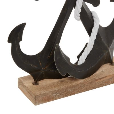 Image showing  Black Metal Traditional Anchor Sculpture, 15 in. x 5 in. x 16 in.