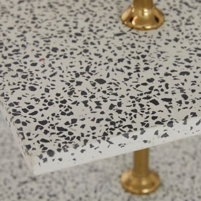 Image showing  White Ceramic Terrazzo 3 Level Tiered Server with Gold Base 12" x 12" x 22"