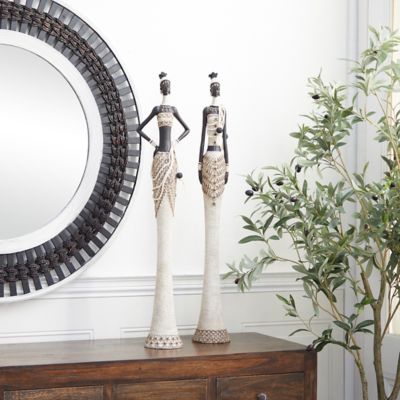 Harper & Willow Polystone Contemporary Women Sculpture, 6 in., 31 in., White, 2 pc.