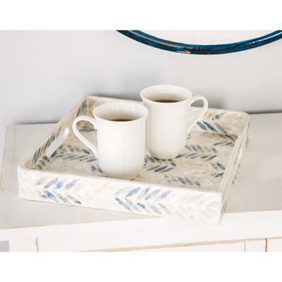 Harper & Willow White Shell Coastal Tray, Set of 3, 13 in., 14 in., 16 in., 84423