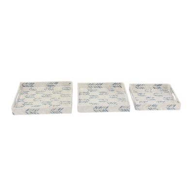 Image showing  White Shell Coastal Tray, Set of 3, 13 in., 14 in., 16 in., 84423