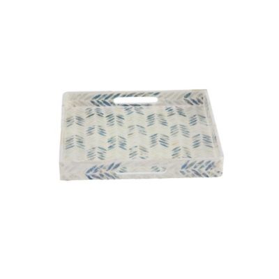 Image showing  White Shell Coastal Tray, Set of 3, 13 in., 14 in., 16 in., 84423
