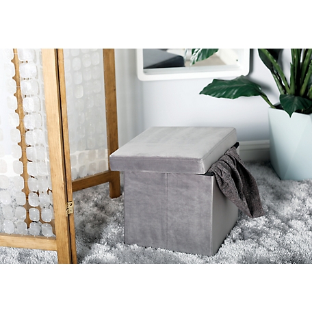 Harper & Willow Polyester Modern Storage Stool, 17 in. x 15 in. x 15 in., 53728