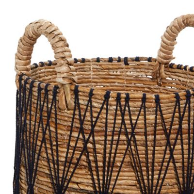 Image showing  Brown Banana Leaf Bohemian Storage Basket Set, Assorted, 3 pc.