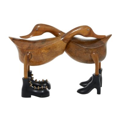 Image showing  Brown Wood Farmhouse Birds Sculpture, 16 in. x 6 in. x 11 in.