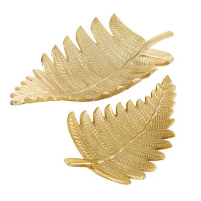 Image showing  Gold Aluminum Contemporary Tray, Set of 2, 18 in., 12 in.