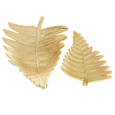 Image showing  Gold Aluminum Contemporary Tray, Set of 2, 18 in., 12 in.