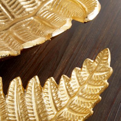 Image showing  Gold Aluminum Contemporary Tray, Set of 2, 18 in., 12 in.