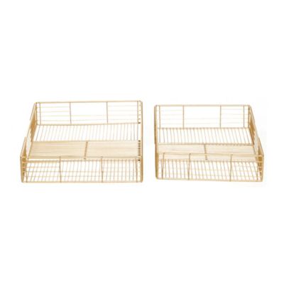 Image showing  Gold Metal Wire Tray Set of 2 17 in., 19 in.W