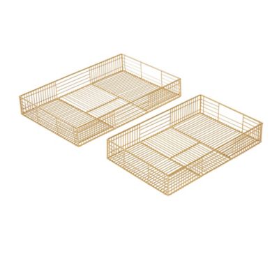 Image showing  Gold Metal Wire Tray Set of 2 17 in., 19 in.W