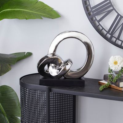 Harper & Willow Porcelain Contemporary Abstract Sculpture, 12 in. x 5 in. x 12 in., Silver