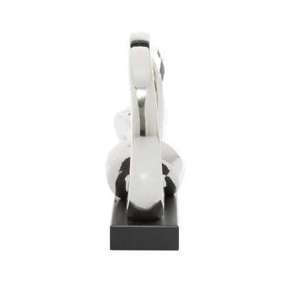 Image showing  Porcelain Contemporary Abstract Sculpture, 12 in. x 5 in. x 12 in., Silver