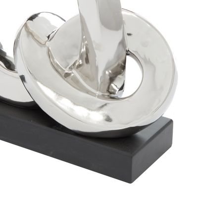 Image showing  Porcelain Contemporary Abstract Sculpture, 12 in. x 5 in. x 12 in., Silver