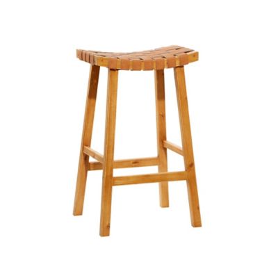 Image showing  Wood Handmade Woven Seat Bar Stool, 30 in., Brown