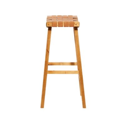 Image showing  Wood Handmade Woven Seat Bar Stool, 30 in., Brown