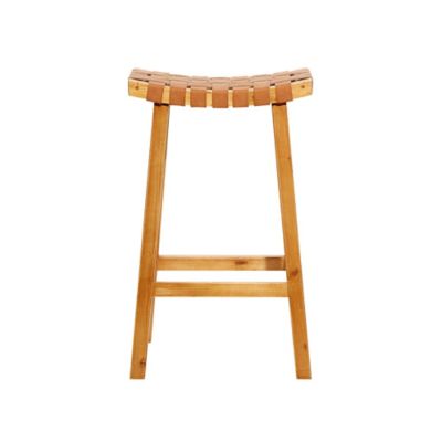 Image showing  Wood Handmade Woven Seat Bar Stool, 30 in., Brown