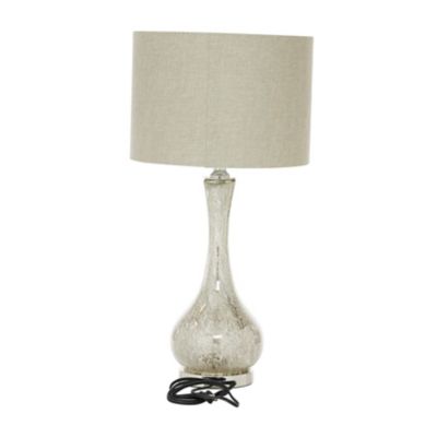 Image showing  Silver Glass Table Lamp with Faux Mercury Glass Finish 14" x 14" x 28"