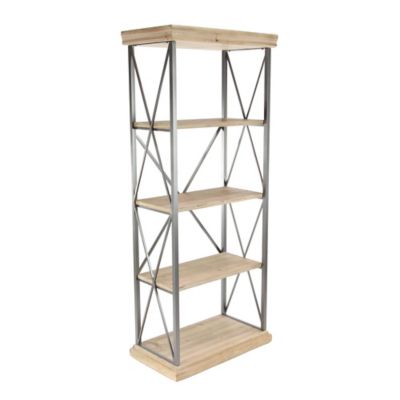 Image showing  30 in. x 17 in. x 72 in. 5-Shelf Wood Shelving Unit, Brown