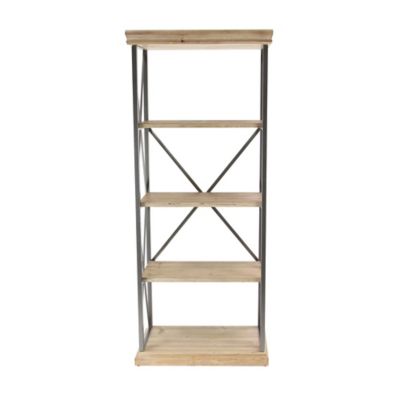 Image showing  30 in. x 17 in. x 72 in. 5-Shelf Wood Shelving Unit, Brown