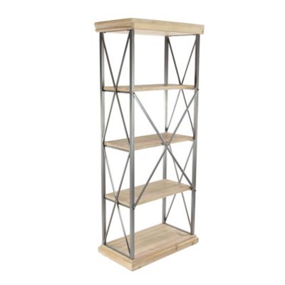 Image showing  30 in. x 17 in. x 72 in. 5-Shelf Wood Shelving Unit, Brown