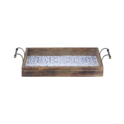 Image showing  2 pc. Wood Farmhouse Tray Set, Assorted, Brown