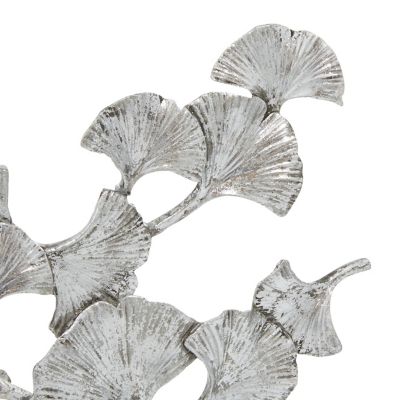 Image showing  Polystone Contemporary Floral and Botanical Sculpture, 10 in. x 3 in. x 19 in., Silver
