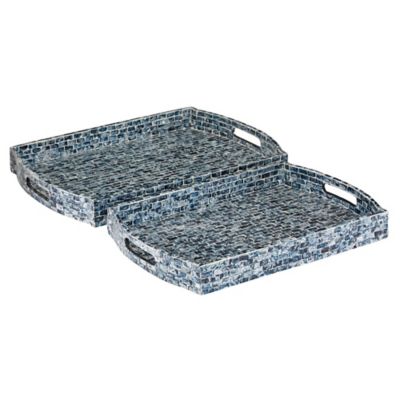 Image showing  Blue Wood Coastal Trays, Assorted, 2 pc.